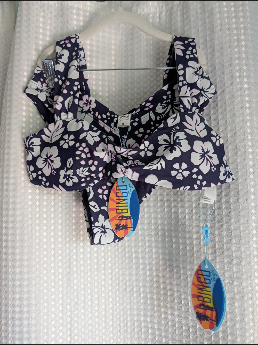 BINGO SURF Navy And White Floral Bikini Sz. M(Top And Bottom) NWT's